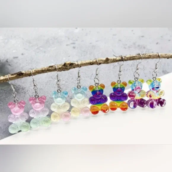 Random Color Ombre Style Gummy Bear Earrings! 2 new pairs. - Picture 3 of 3